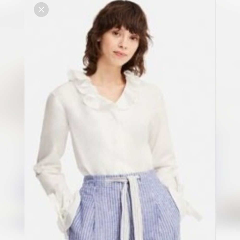 J.W. ANDERSON × UNIQLO | 100% Cotton white ruffle blouse sz S